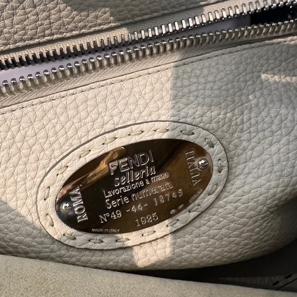 Fendi Grey Selleria Leather Peekaboo Shoulder Bag - Picture 10 of 11